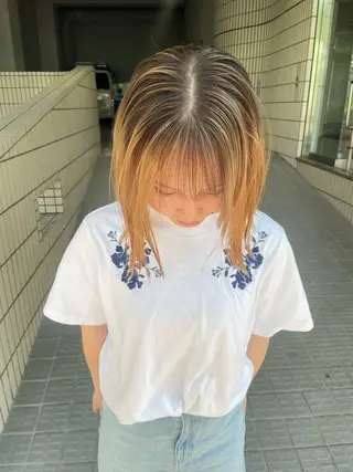 ミディアム カラー カットモデル/ ハイトーン/ゆうあのヘアスタイル