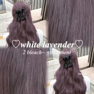 ロング カラー ヘアアレンジ 🤍淡色ピンク&ラベ ンダーYUKI🤍のヘアスタイル