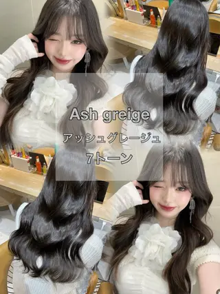 セミロング カラー レイヤー/韓国 ハイトーン興津史弥のヘアスタイル