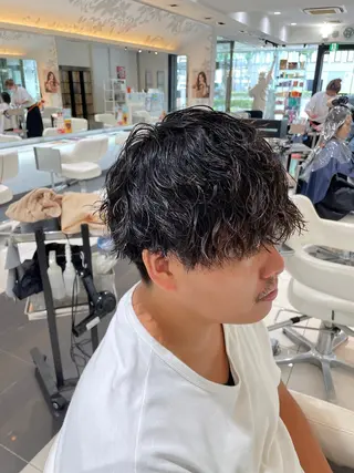 ショート パーマ メンズ 低ダメージ特化🌱 佐野優斗のヘアスタイル