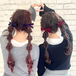 ロング ヘアアレンジ 韓国レイヤー 暖色カラー/さくらのヘアスタイル