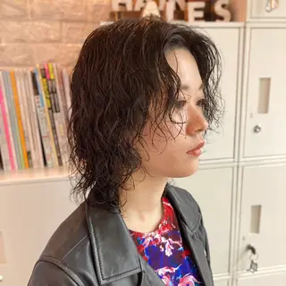 ショート カラー パーマ ウルフレイヤー エクステ/kokiのヘアスタイル