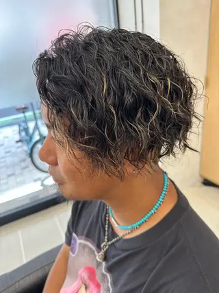 ミディアム パーマ メンズ 💈メンズ特化 美容師サキ💈のヘアスタイル
