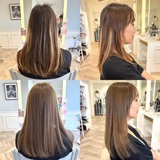 セミロング カラー 縮毛矯正/白髪ぼかし ショートボブ/鈴木のヘアスタイル