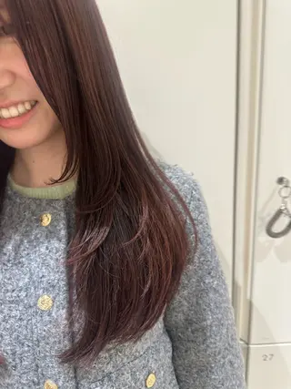 ロング カラー ヘアアレンジ タイトボブ個性派カラ ーAKANEのヘアスタイル