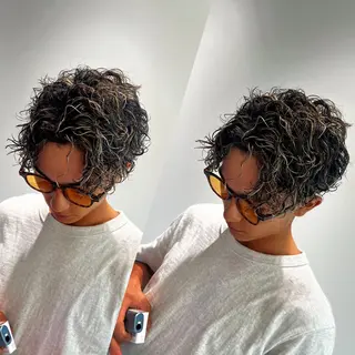 カラー パーマ メンズ R/🤎 パーマ&ブリーチ🔥のヘアスタイル