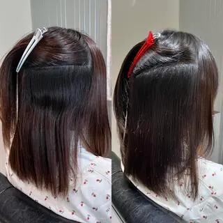 ミディアム カラー パーマ KIZU 髪質改善 オカルト怪談のヘアスタイル