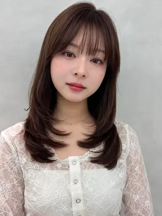 セミロング 🔮韓国スタイル/艶 カラー/あやか🔮のヘアスタイル