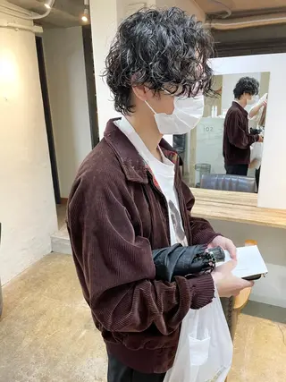 ショート パーマ ヘアアレンジ メンズ 丸山渉/パーマ エフェクトブリーチのヘアスタイル