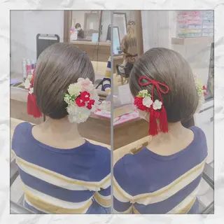 セミロング ヘアアレンジ ヘアセット/着付け 𓇼 松本 夏美𓇼のヘアスタイル
