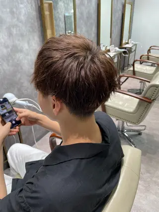 パーマ メンズ 艶感暖色カラー /透明感/瀬戸山舞のヘアスタイル