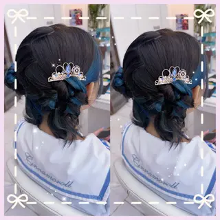 セミロング カラー ヘアアレンジ エクステ♡ヘアメ 内村麻衣のヘアスタイル