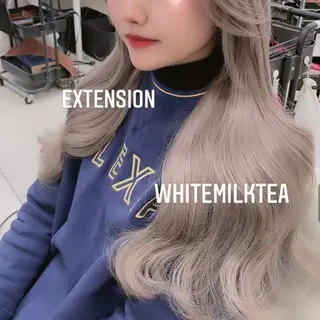 ロング カラー エクステ🩵ブリーチ 韓国ヘア🩵KAEのヘアスタイル