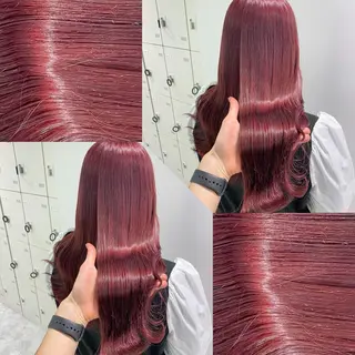 ミディアム カラー パーマ ヘアアレンジ ネイル マツエク・マツパ 韓国風ベージュ🤎 赤みなし🌿横浜🤎のヘアスタイル