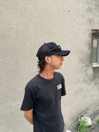 パーマ メンズ 慎太朗/パーマ/ボブ /センターパートのヘアスタイル