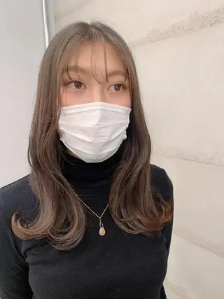 ミディアム カラー 透明感/オリーブ/ グレージュ/YUKAのヘアスタイル