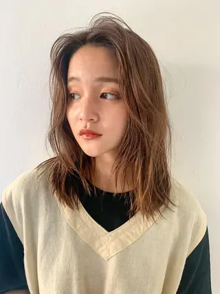 ミディアム カラー パーマ ヘアアレンジ yiye 青山所属・無料カットモデル募集 🌱ひょうがのヘアスタイル