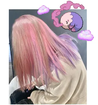 セミロング カラー GARU-ガル-所属・TSUNO🦖 派手髪/オタク美容師のヘアスタイル