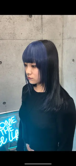 セミロング カラー ハイトーン/メンズ/ ウルフ特化 小松のヘアスタイル