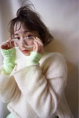 ショート カラー パーマ 前髪顔周り✂️店長 ❤️アマミヤ❤️のヘアスタイル