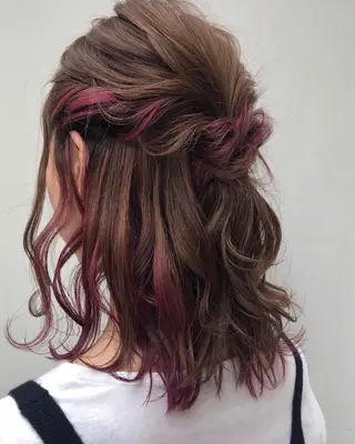 ミディアム カラー ヘアアレンジ 佐藤 花帆のヘアスタイル