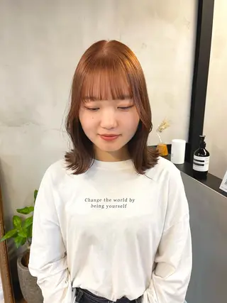 ミディアム カラー ヘアアレンジ esu西梅田所属・ena/ブリーチなし 透明感・レイヤー🎀のヘアスタイル