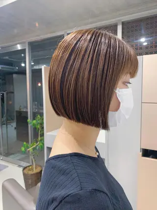 ショート カラー ボブパーマコテ巻き風 パーマNo1深江秀平のヘアスタイル