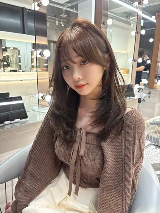 ミディアム rina／ベージュ ワンホン/韓国ヘアのヘアスタイル