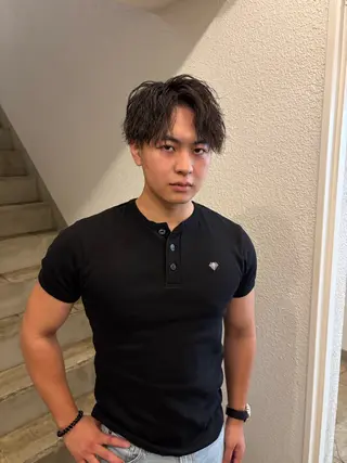 パーマ メンズ メンズハイトーン特化 てるぼうのヘアスタイル