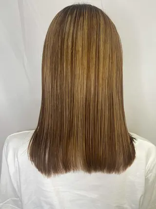 セミロング パーマ 髪質改善/縮毛矯正 /ブリーチ矯正/岡部のヘアスタイル