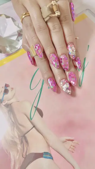 セミロング カラー キッズ ネイル マツエク・マツパ 💎ビューティサロン 湘南　RIRAN💎のネイルデザイン