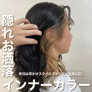 セミロング カラー ヘアアレンジ メンズ 🦋重くない暗髪🦋 Hana🦋のヘアスタイル