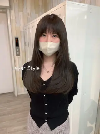 セミロング カラー パーマ ヘアアレンジ 二ヶ月綺麗が続く デザイン/星野六三四のヘアスタイル