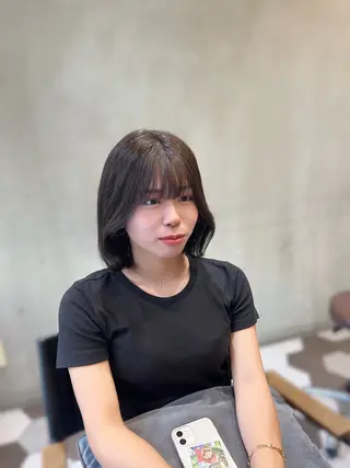 ミディアム カラー 似合わせ顔まわり カット💛森尾真由美のヘアスタイル