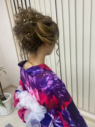 ロング ヘアアレンジ ブリーチなしベージュ /ヘアセット/ミユのヘアスタイル