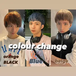 ショート カラー ヘアアレンジ メンズ スパイラルパーマ 🌐hina⭐️のヘアスタイル