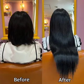 ロング シール+ちび編み込み エクステ梅田🐨のヘアスタイル