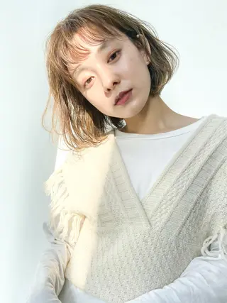 ミディアム カラー パーマ ヘアアレンジ ITbyALBUM 中野店のヘアスタイル