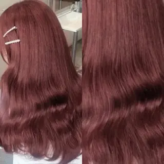 ロング カラー 💗愛され暖色💗 ピンク/レッド💗のヘアスタイル