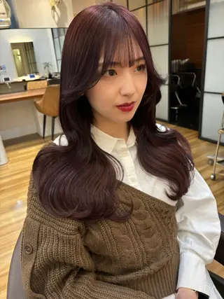 ロング カラー レイヤーカット /透明感/千葉怜寿のヘアスタイル