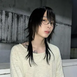 ミディアム カラー ハイトーン/ウルフ /エクステ/ましろのヘアスタイル