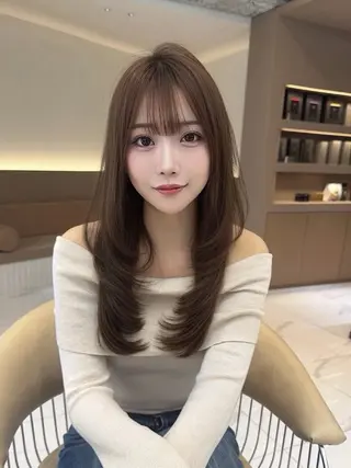 ロング としき/韓国/透明 感カラー/美髪矯正のヘアスタイル