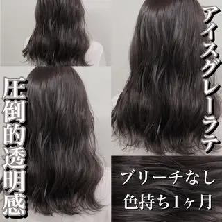 ミディアム カラー レイヤーカット 透明感カラーのヘアスタイル