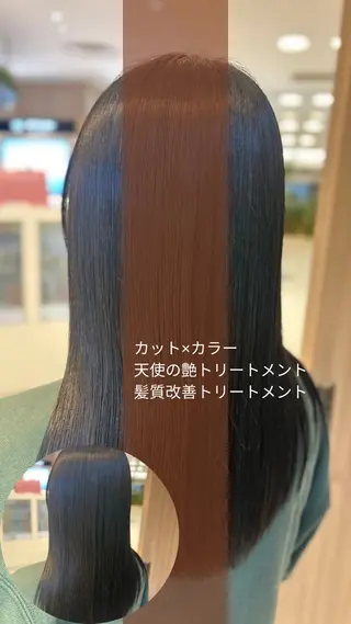 セミロング カラー 髪質改善/縮毛矯正 ササキナツミのヘアスタイル