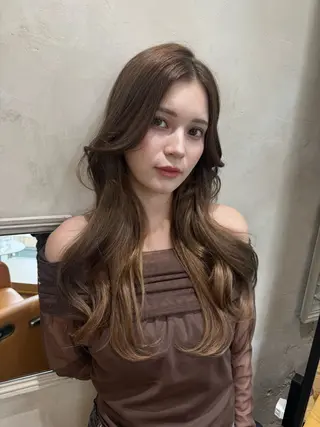 ロング 韓国くびれヘア 顔まわり新宿/さやかのヘアスタイル