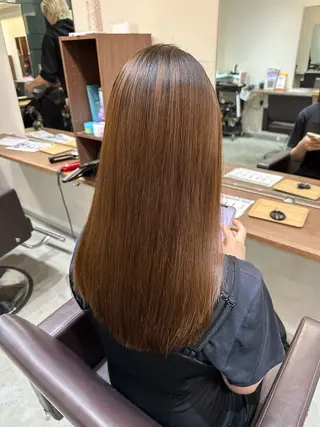 セミロング 縮毛矯正+モテカラー 🎀✨MIHOのヘアスタイル