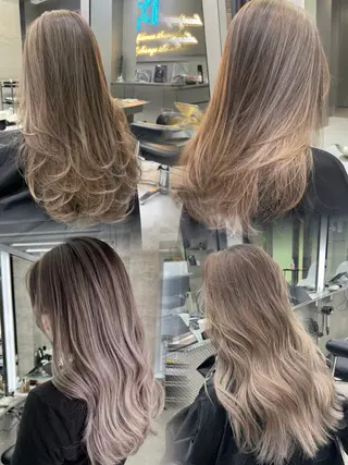 ロング 🫧バレイヤージュ/ ハイトーン/ミズキのヘアスタイル