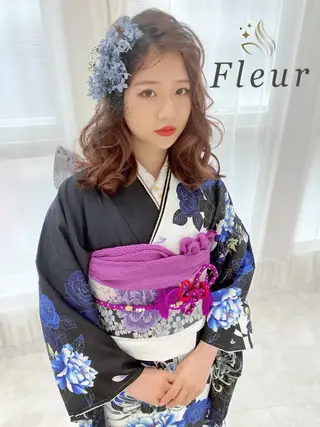 セミロング ヘアアレンジ セットサロン      ラフテル所属・大阪/ヘアアレンジ /似合わせset💐のヘアスタイル