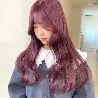 ロング カラー mizuki/ピンク ベージュ.レイヤーのヘアスタイル