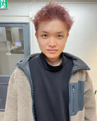 ショート カラー メンズ 丸山渉/パーマ エフェクトブリーチのヘアスタイル